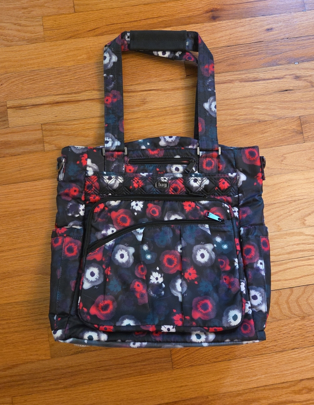 lug Ace Quilted Floral Tote in Black, Red, White